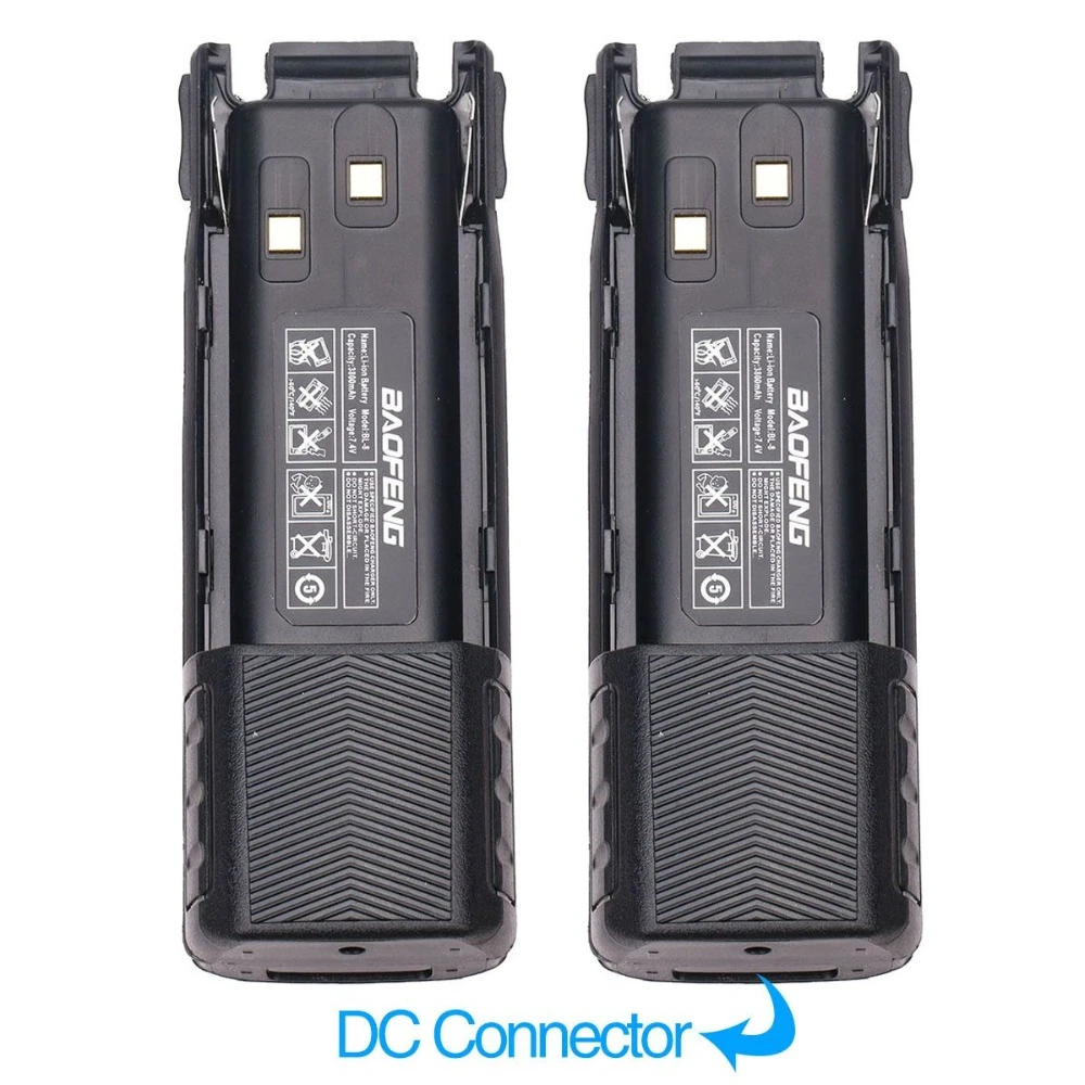 2 Stuks Baofeng UV-82 BL-8 7.4V 3800Mah Li-Ion Batterij Met Dc Connector Voor Baofeng Walkie Talkie BF-UV82 UV-82HP uv 82 Plus Radio