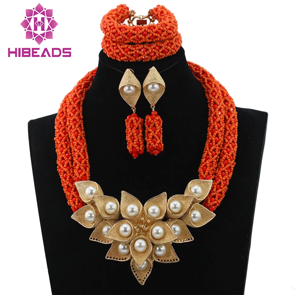 

2017 New Design Nigerian Wedding Beads Yellow Crystal African Women Party Beads Necklace Lace Jewelry Sets Free Shipping ABL486