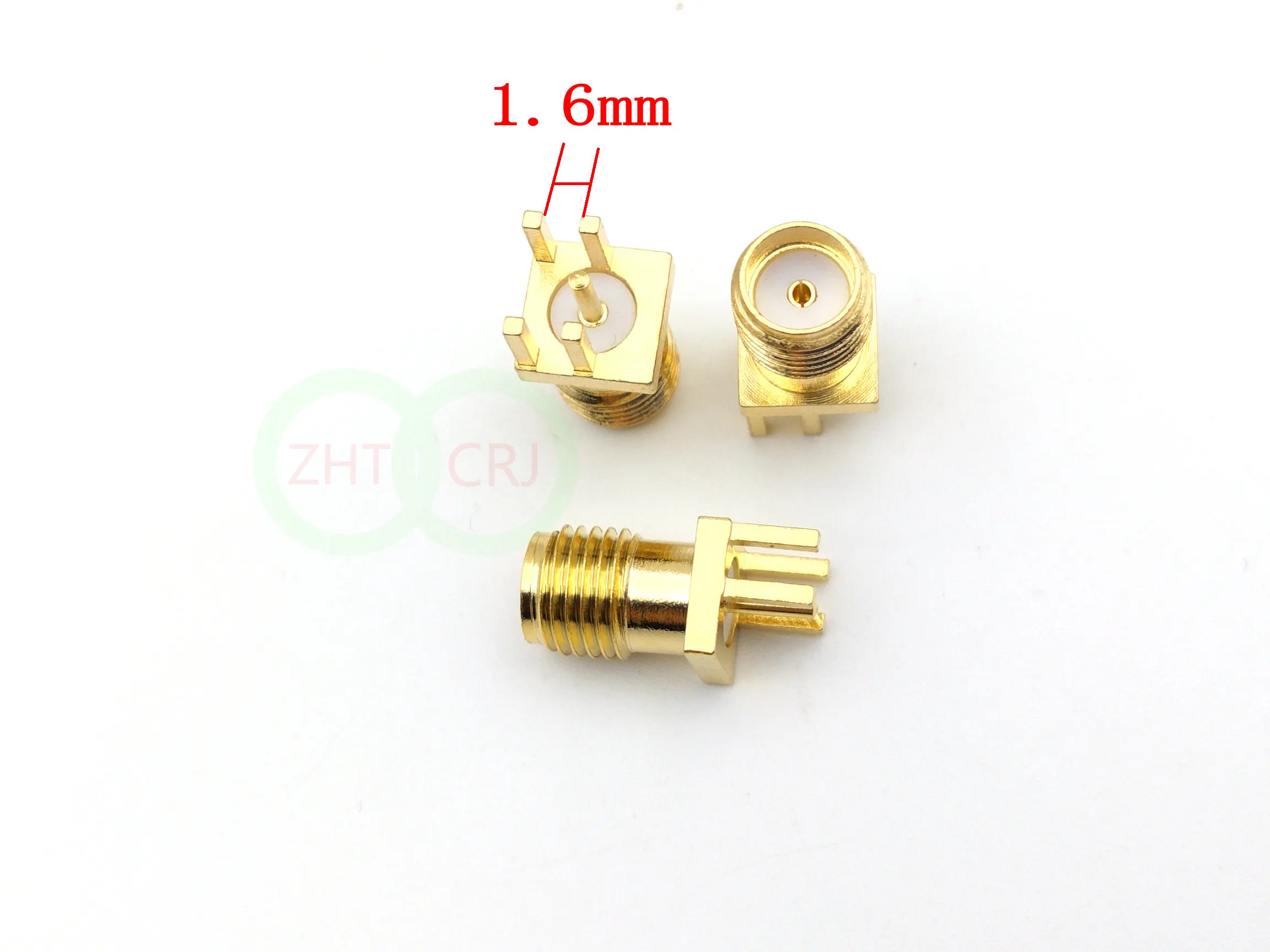 Gold SMA female nut bulkhead solder deck PCB clip edge mount RF connector