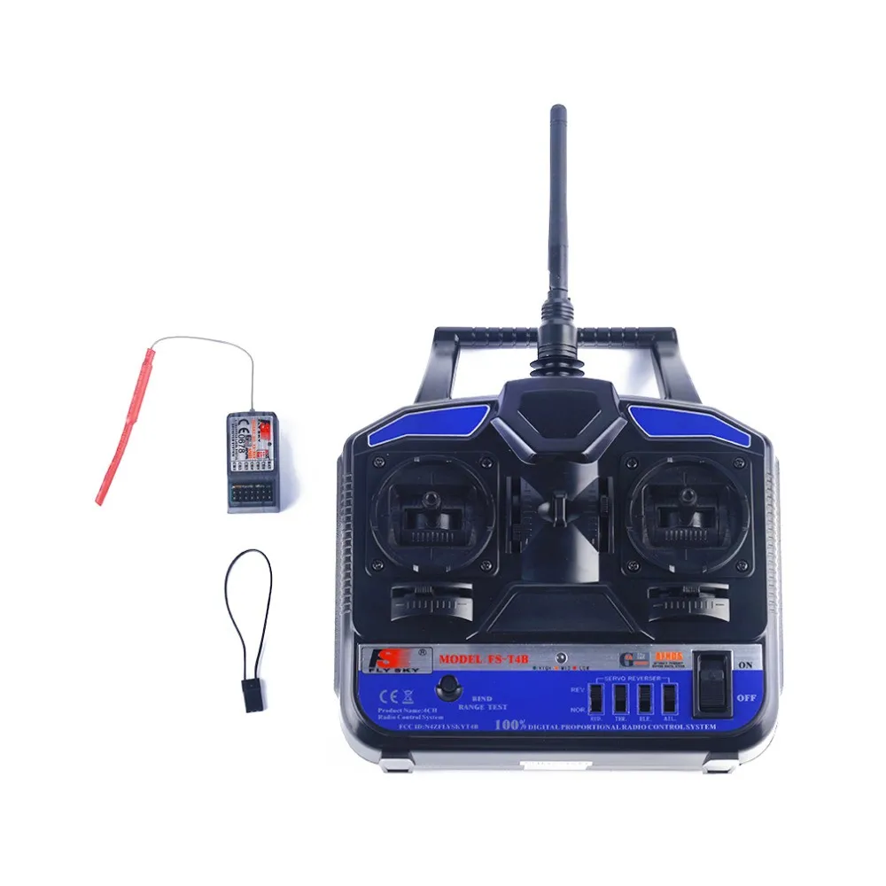 1pcs FlySky FS-T4B 2.4G 4CH Radio Control RC Transmitter & RC Receiver for RC Airplane Parts