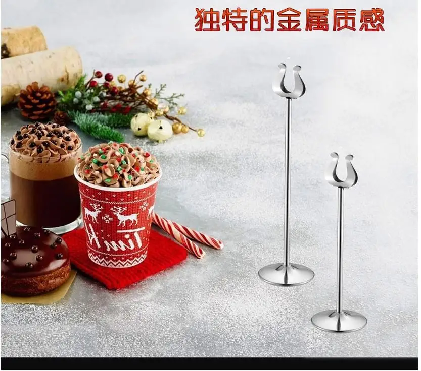 table number holder gold silver wedding table card holders U shape table decoration stainless 10-30cm table card stands image 5