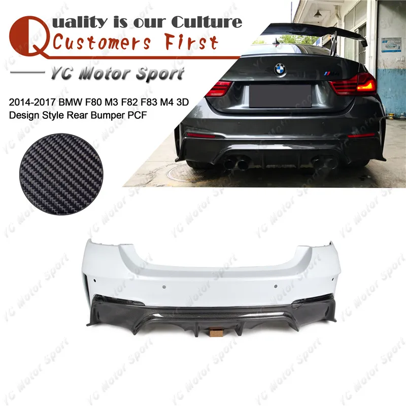 

Car Accessories FRP Carbon Fiber Glass Rear Bumper Fit For 2014-2017 F80 M3 F82 F83 M4 3D D Style Rear Bumper Cover