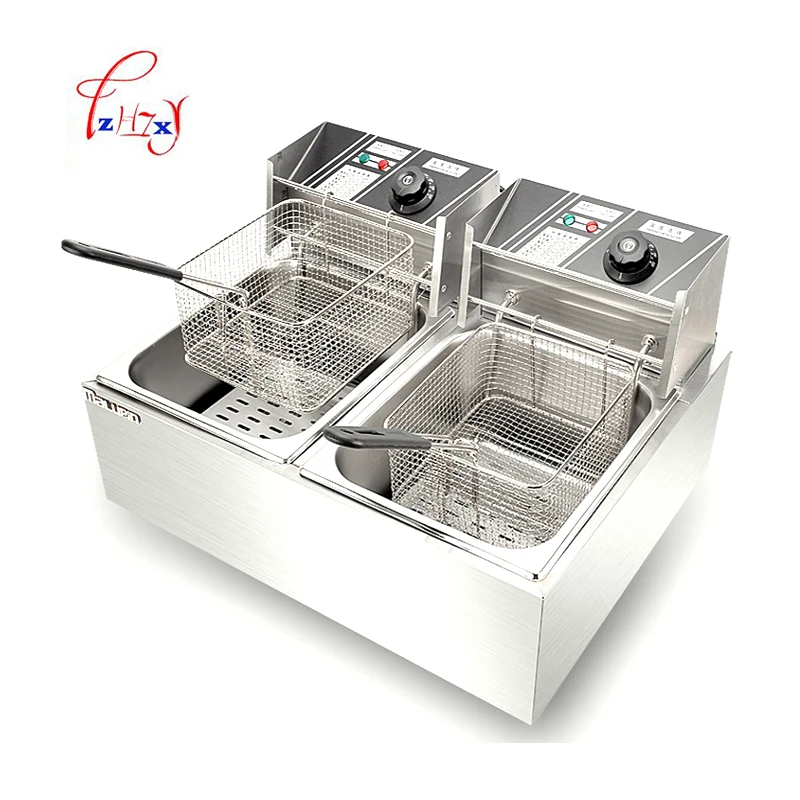 2 탱크 전기 딥 프라이어 스테인레스 스틸 상업용 전기 프라이어 프렌치 프라이 프라이드 치킨 딥 프라이팬, 전기 딥 프라이어, 스테인레스 스틸, 상업용, 튀김, 튀김, 튀김, 프라이팬, 2 개의 탱크, 스테인레스 스틸, 상업용