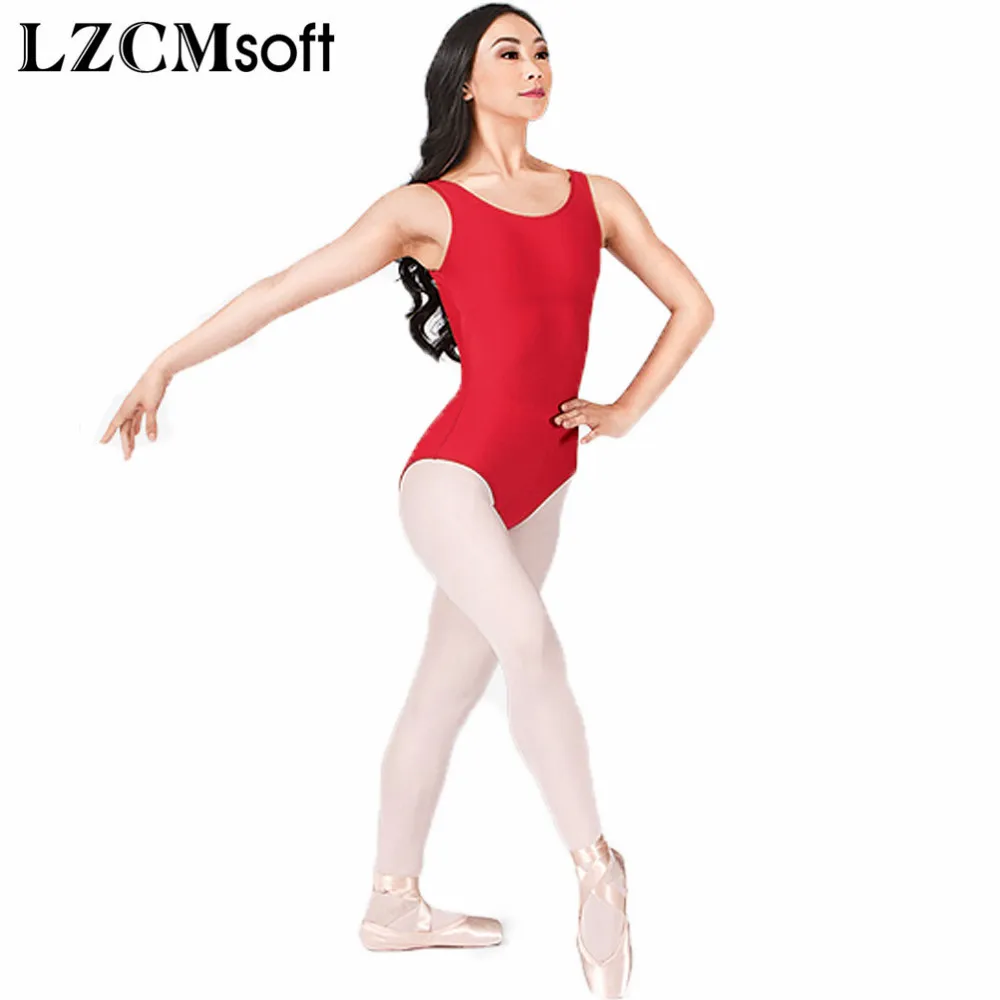 LZCMsoft Adult Scoop Tank Dance Leotard Women Spandex Nylon Black Gymnastics Leotards Jumpsuit Great for Taking Ballet Class