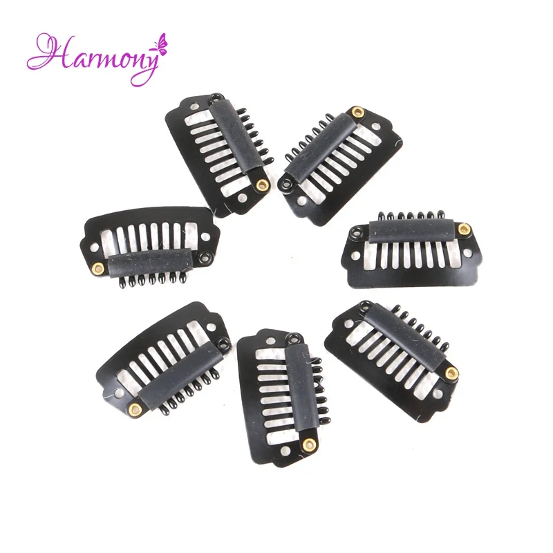 Dunkelbraun 500 stücke 2,3 cm Haar Verlängerung Clip Mit 7 Zähne ICH Shaped perücken Clips mit silikon für Haar extensions zubehör werkzeug