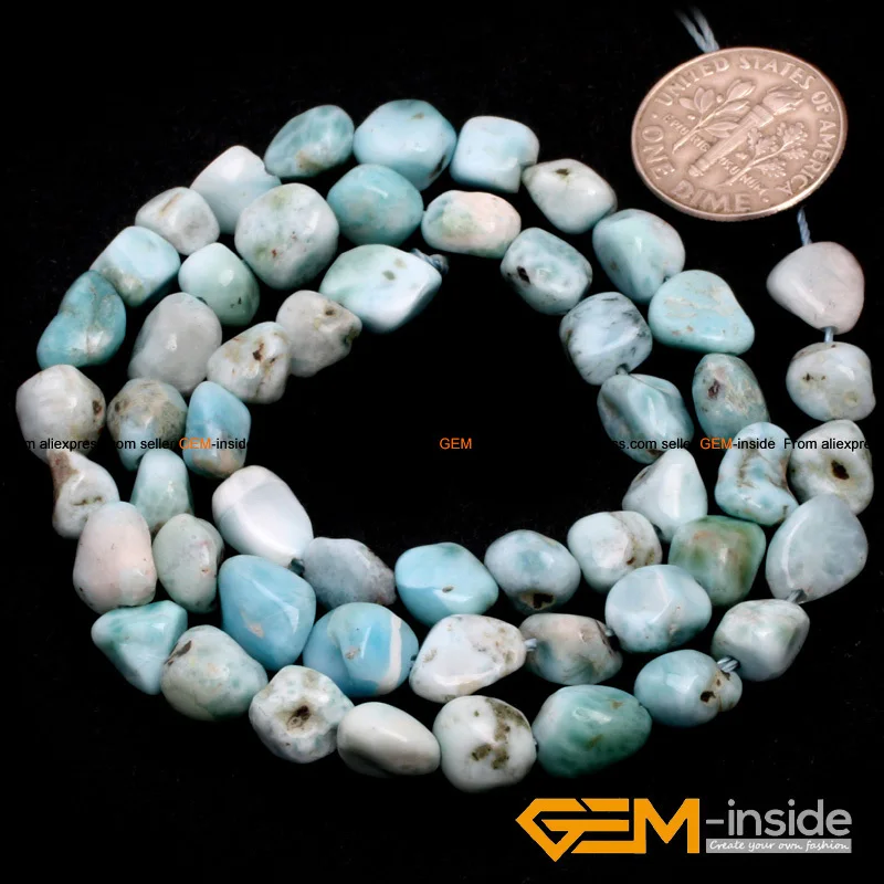 Larimar: Freeform Potato & chip Shape Larimar Beads Natural Stone Beads DIY Loose Beads For Bracelet Making Strand 15\