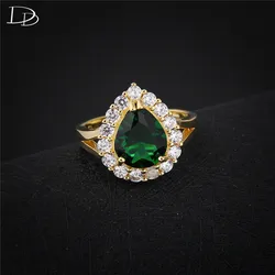 Charming 585 Gold Color Ring Vintage Green Stone Jewelry Elegant Rings For Women Luxury Rhinestone Wedding Engagement Anel Dd201