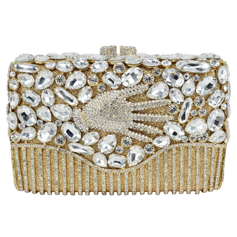 Amazing Devil's Ring Luxury Evening Bag Palm Crystal Bridal wedding Bridal Bags party women Prom party Handbags SC446