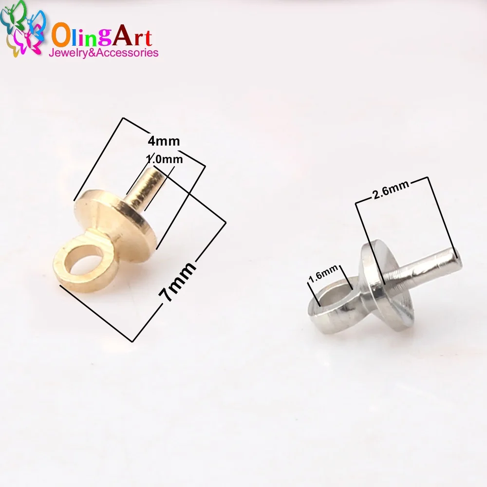 Olingart 4/5mm 50pcs/lot copper bead plate plating Rhodium/KC Gold special pearl small sling DIY pendant/earrings jewelry making