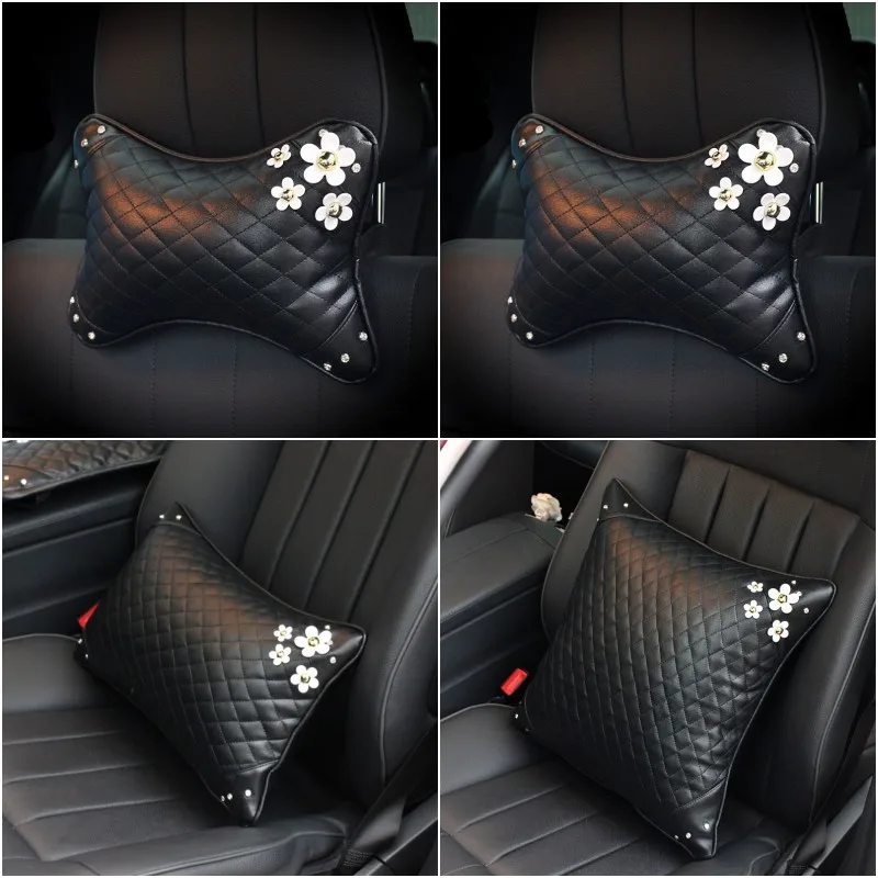 Cute Daisy Flower Car Interior Decoration Leather Steering Wheel Cover Hand brake Shifter Gear Cover Seatbelt Car Accessories