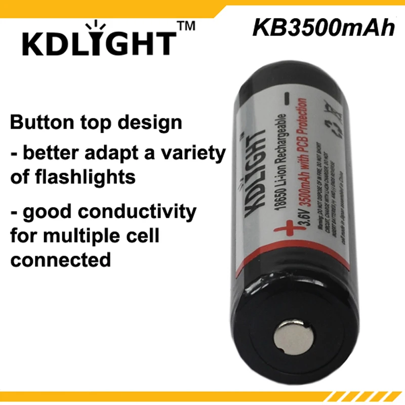 KDLITKER KB3500mAh 3.6V 3500mAh Rechargeable Li-ion 18650 Battery with PCB