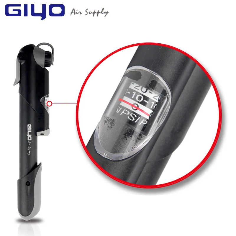 GIYO AV/FV Valve Bike Pump Adaptors MTB Road Bicycle Pump With Gauge Mini Cycling Pump Presta Schrader Tire Bicycle Air Inflator