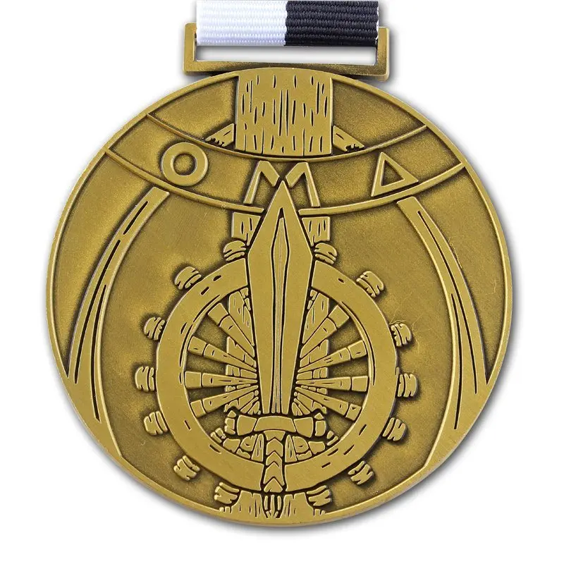 Custom Metal Gold Sports Medal with Ribbon china factory price custom antique gold medals with LOGO