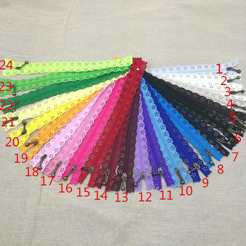 5pcs 3# 25CM 24 Colors lace Nylon Coil Zippers DIY Tailor Sewing Tools Garment Accessories cremalleras costura