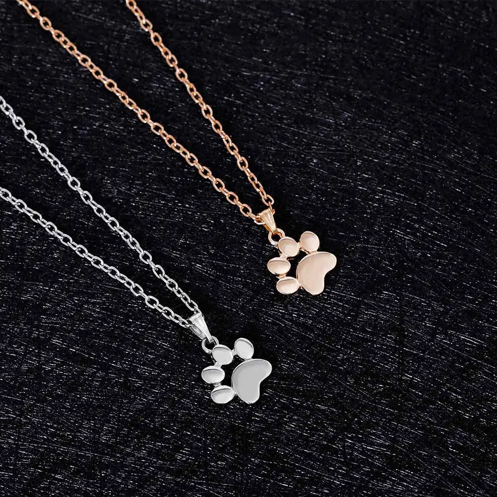 Heart Necklaces & Pendants Jewelry for Women long chain Sweater necklace Fashion Cute Pets Dogs Footprints Paw Pendant Necklace