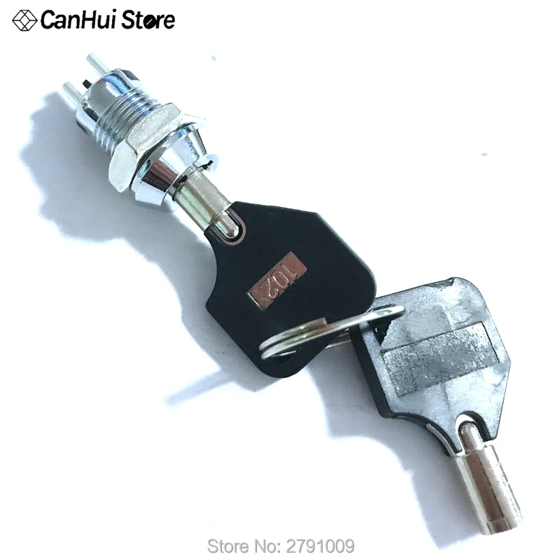1Pcs 12mm Metal Key Switch 250V ON/OFF Lock Switch KS Electrical Key Rotary Switch with Keys 0.5A Bilateral Key Hole Double New