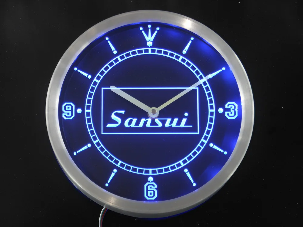 nc0436 Sansui Home Theater Audio System Neon Light Signs LED Wall Clock