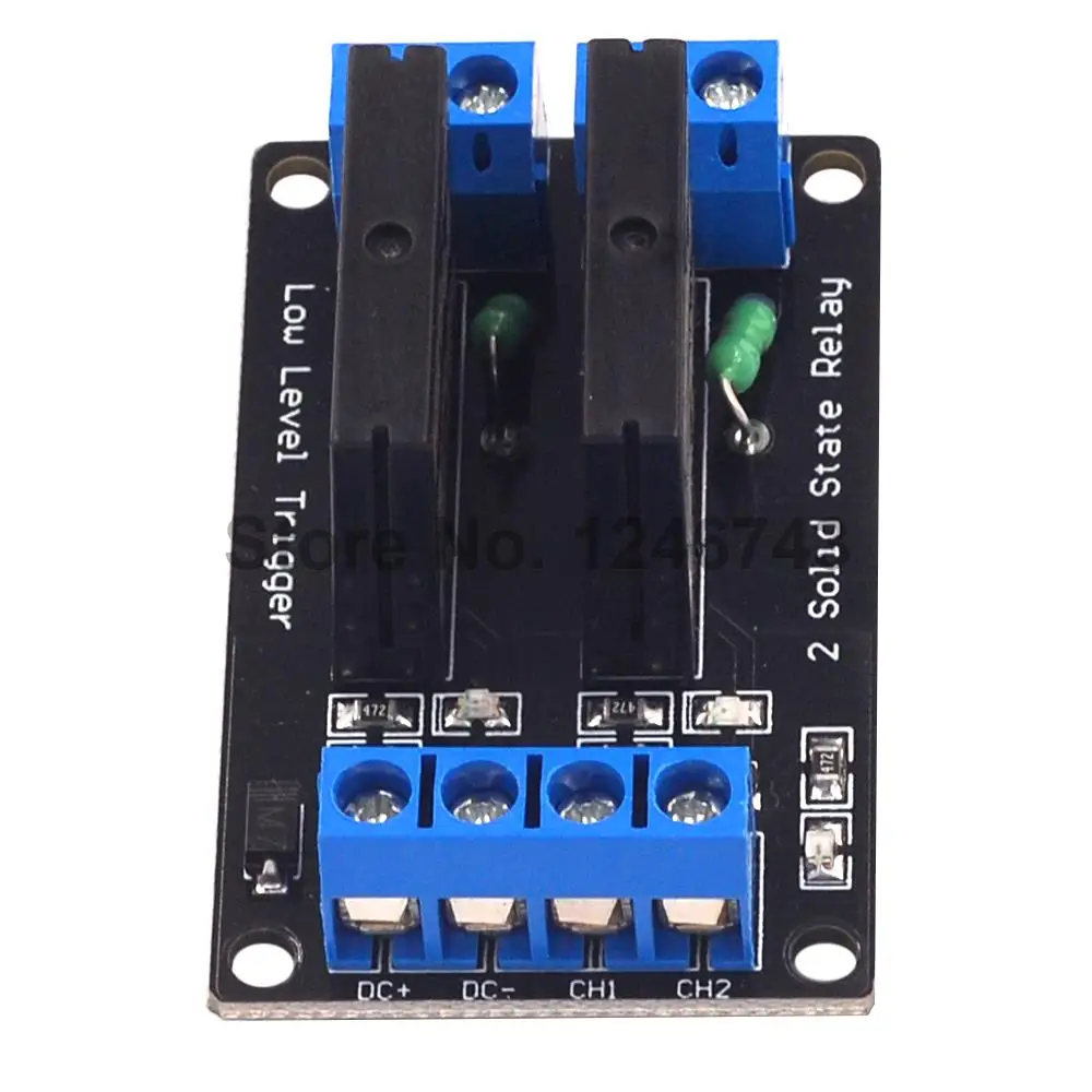 5V 12V 24V 3-24V 2 Channel Solid State Relay Module Low Level Trigger DC-AC/DC-DC 250V 2A Output with Resistive Fuse