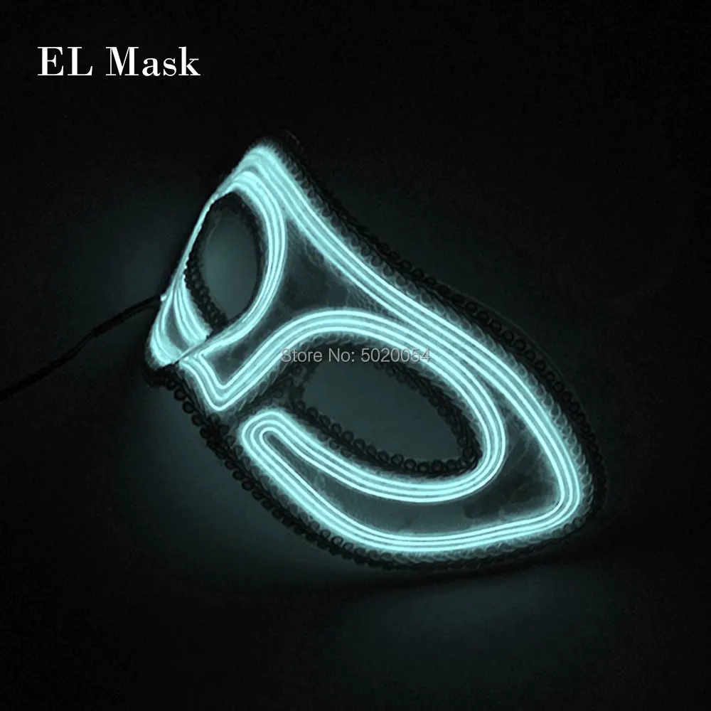 Neon el brilhante fascinante laço preto brilhante máscara de maquiagem feminino meninas led máscara luminosa bar clubes el máscara festa de dança de casamento
