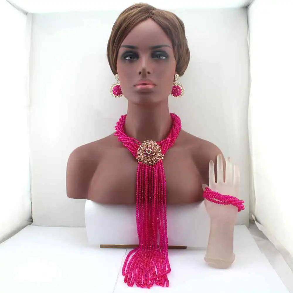 

Fashion African Beads Jewelry Sets Crystal Beads Jewelry Set Nigerian Wedding Bridal Necklace Jewelry Set Free Shipping HD7948