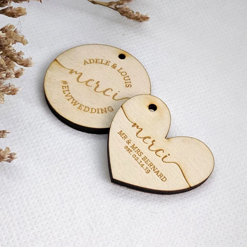 

Custom Wood Tags for Wedding, Personalized Tags, Couple Names, Thank You Favors, Wedding Gifts for Guests