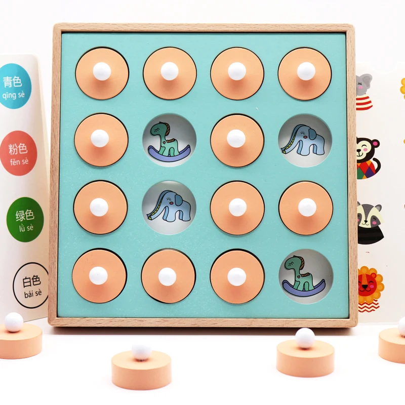 Wooden children's early education toy macarons memory training chess games family gathering parent-child interactive leisure toy