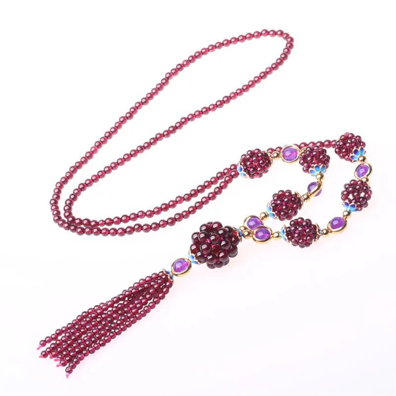 

Koraba Fine Jewelry Natural Garnet Pendant Necklace Sweater Chain Gifts Free Shipping