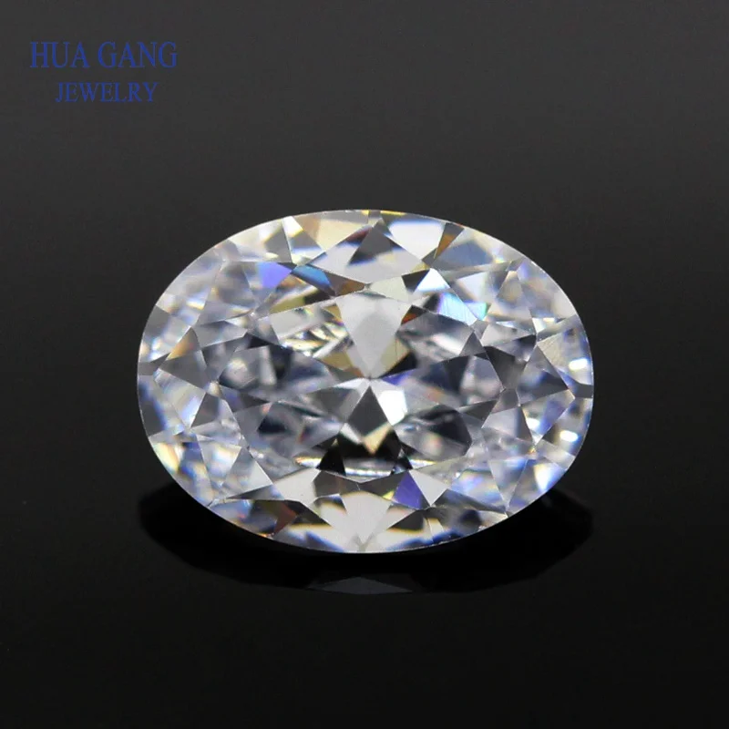 5A Oval Shape Cut  White CZ Stone Synthetic Gems Cubic Zirconia Beads For Jewelry Wholesale Size 2x3~18x25mm