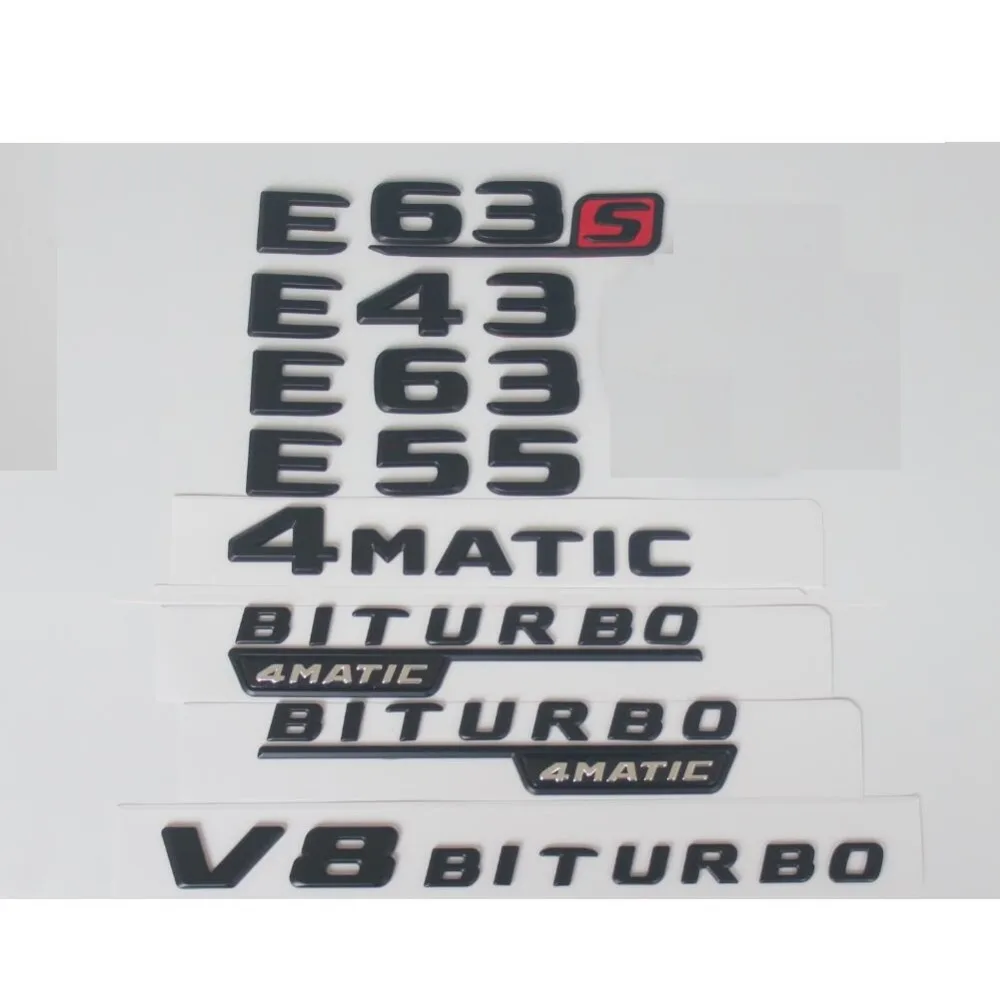 

Flat Matt Black Trunk Letters Number Emblems Badges for Mercedes Benz E43 E53 E63 E55 V8 BITURBO AMG 4MATIC