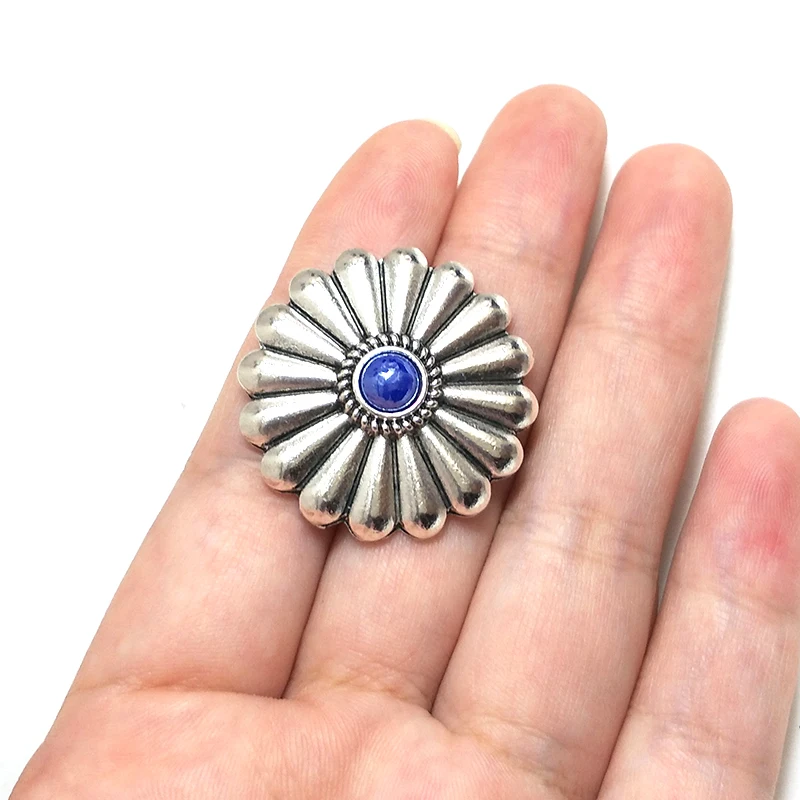 New 3pieces 30MM Retro Zinc Alloy Round  Clothes Decorative Daisy Buttons Charms Pendant for DIY Hair Jewelry Accessories