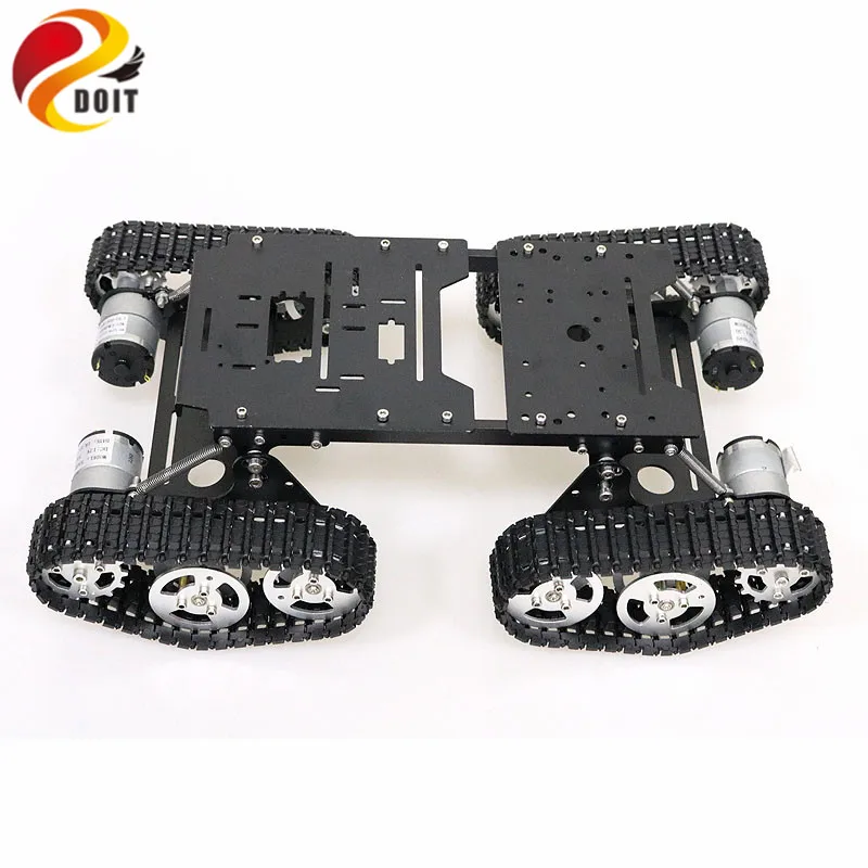 Remote Control 4wd Shock Absorber Robot Tank Chassis Kit with 4pcs 12V DC Motor Aluminum Alloy Frame for Arduino DIY TS400