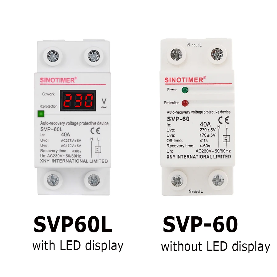 230V AC 40A Din Rail Automatic Recovery Reconnect Over Under Voltage Relay Protective Device Breaker Voltage Protector