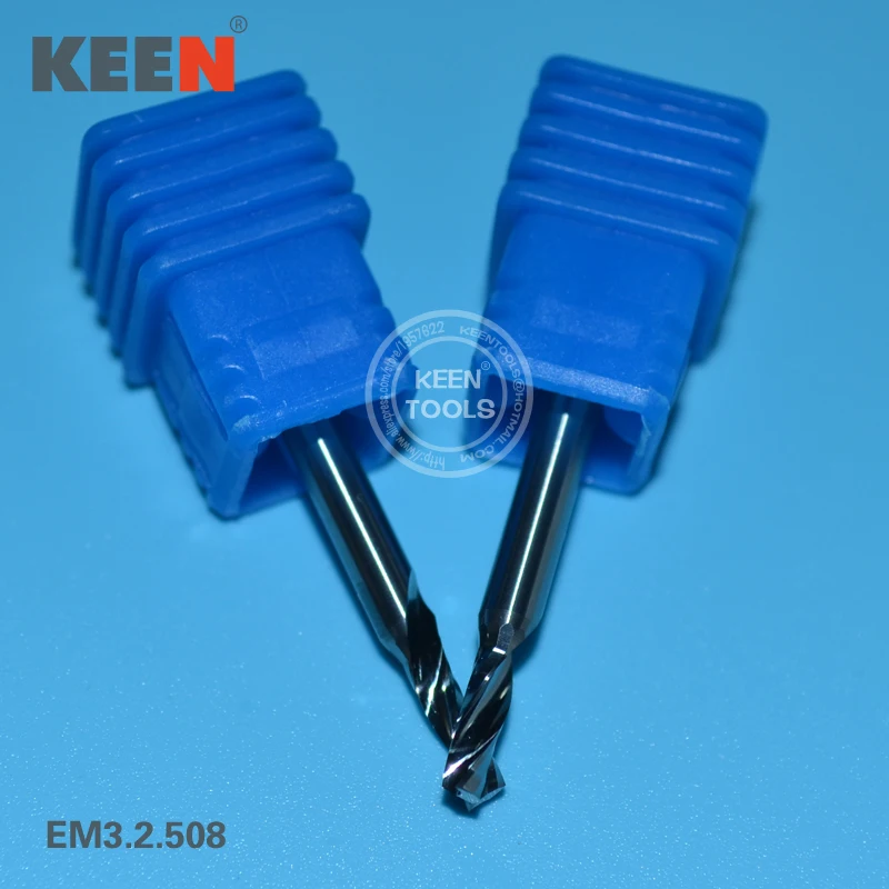 EM3.2.508mm Solid Carbide Cutting Bits/Single Flute Spiral Acrylic PVC Tools/CNC Router Tools