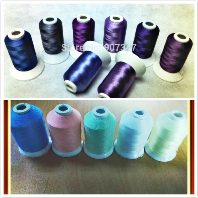 

Simthread New Violet Series 100% Polyester Machine Embroidery Filament 500m*8 +Glow In the dark Thread 1000m*5 Colors 100% Nylon