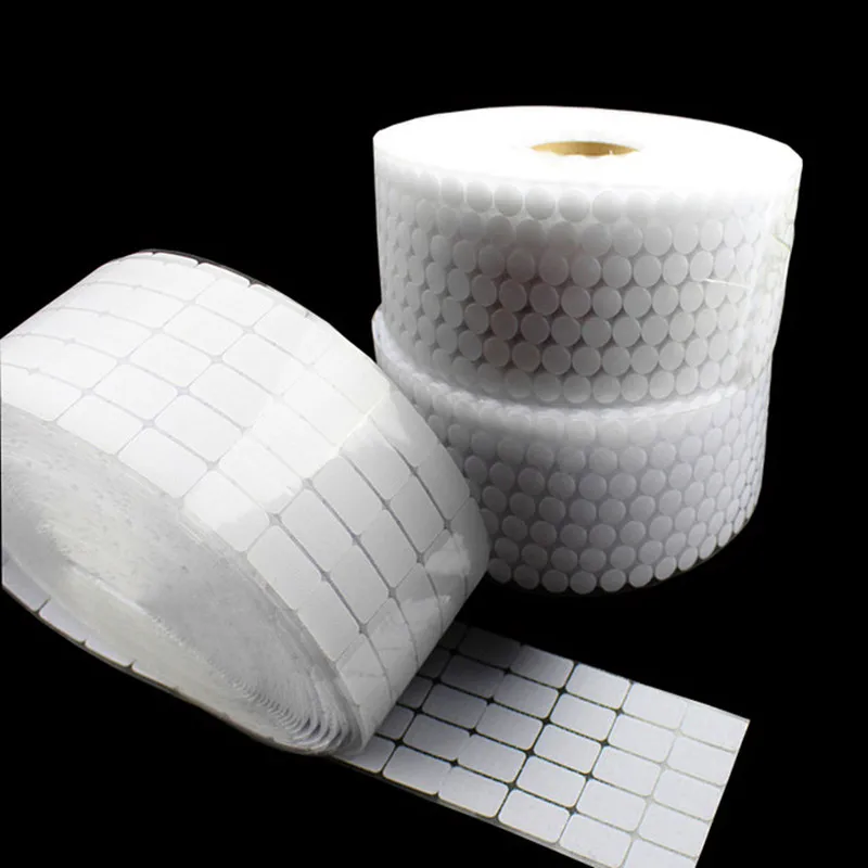 AIJJU white 100 pairs 10mm/15mm/20mm/25mm Self-adhesive hook and loop tape dobbleside dots polka dot fastening tape sewing