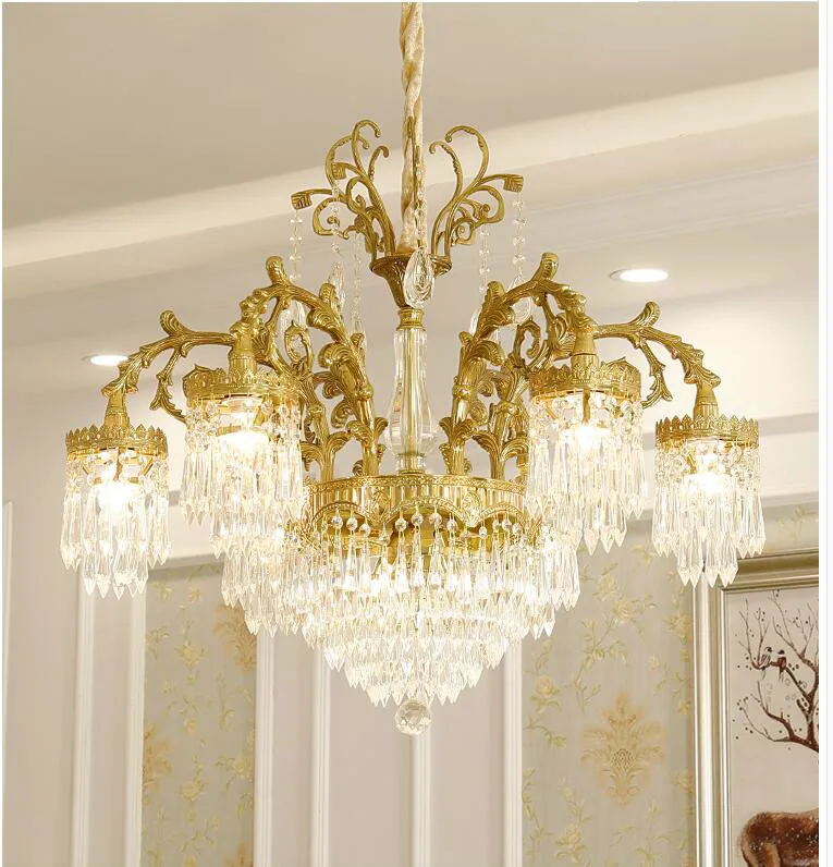 

Modern Decora Copper D75cm H73cm Crystal Chandelier Hanging Lamp Bronze E14 LED AC Lighting Fixture Lustre Suspension Lighting