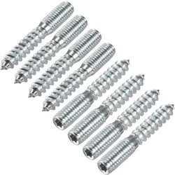 8Pcs M6 M8 M10 Carbon Steel Hanger Bolt Double Headed Bolt Self-Tapping Screw for Furniture Blue White Zinc Plated
