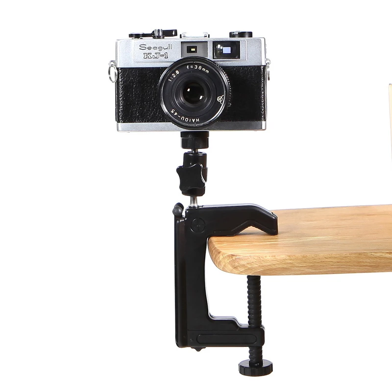 Foldable Portable Swiveling 1/4 Camera Table Desk C-Clamp Mount Tripod  Stand with Ballhead +Phone holder for iPhone Camera DV