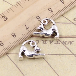 10pcs Charms Lazy Cat 15x18mm Tibetan Silver Color Pendants Antique Jewelry Making DIY Handmade Craft