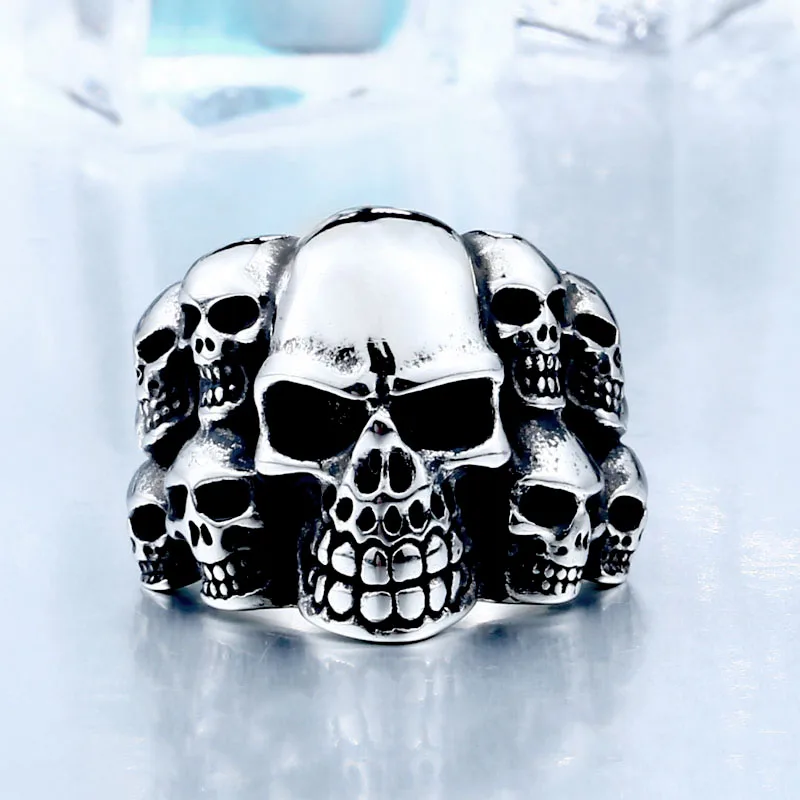 BEIER Fashion Stainless Steel Man\'s Rings From China Biker Punk Lots Of Skull Jewerly BR8-079