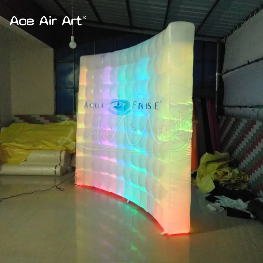 Customized 210 D Oxford Fabric Inflatable Bar Counter Table and Led Wall Backdrop with Bulb Lights on Sale