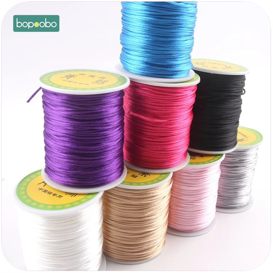 Bopoobo Colorful 1mm 80 Meters Satin Silk Rope Nylon Cord For Baby Teethers Accessories Teething Necklace Rattail Cord DIY Tool