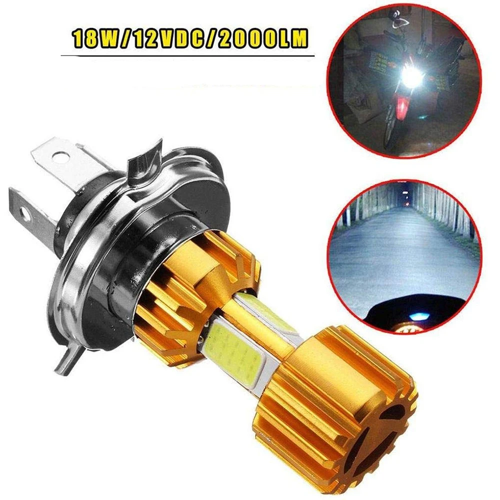 COB 18W H4 Connect  LED Motorcycle White Light Headlight Bulb 2000LM 6000K High / Low Beam Light Newest Headlight Bulb