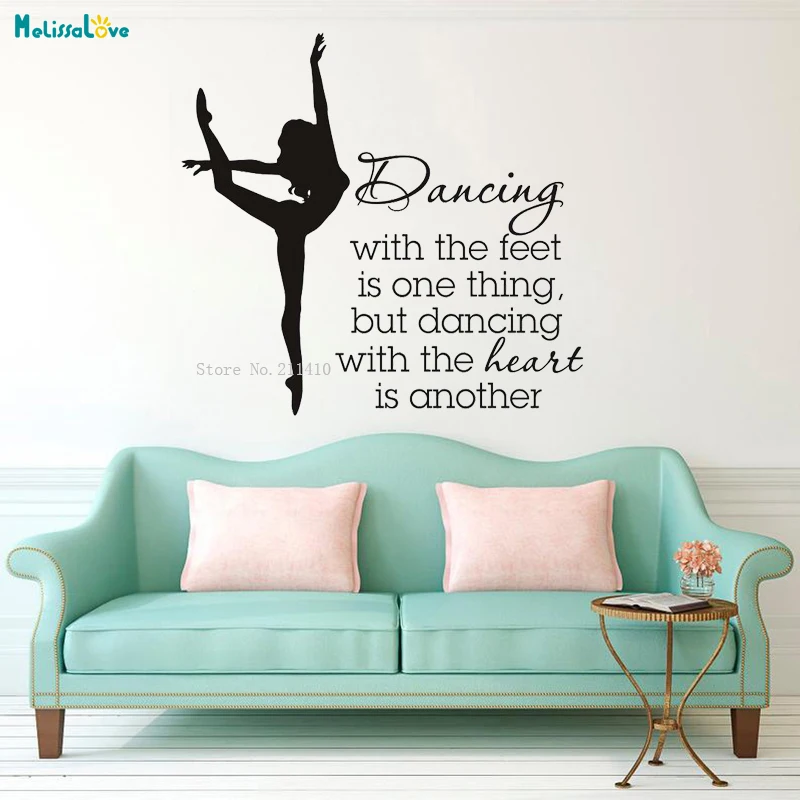 Dance Wall Decal Quote Dancing With The Feet Is One Thing But Dancing With The Heart Is Another Dancer Ballerina Ballet YT1297 image 2