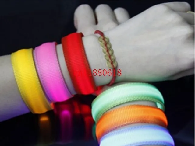 

500pcs/lot Free Shipping Nylon Glowing Bracelet LED lights Flash Bracelets Wrist Ring Warnings Ring Running Glowing Armband