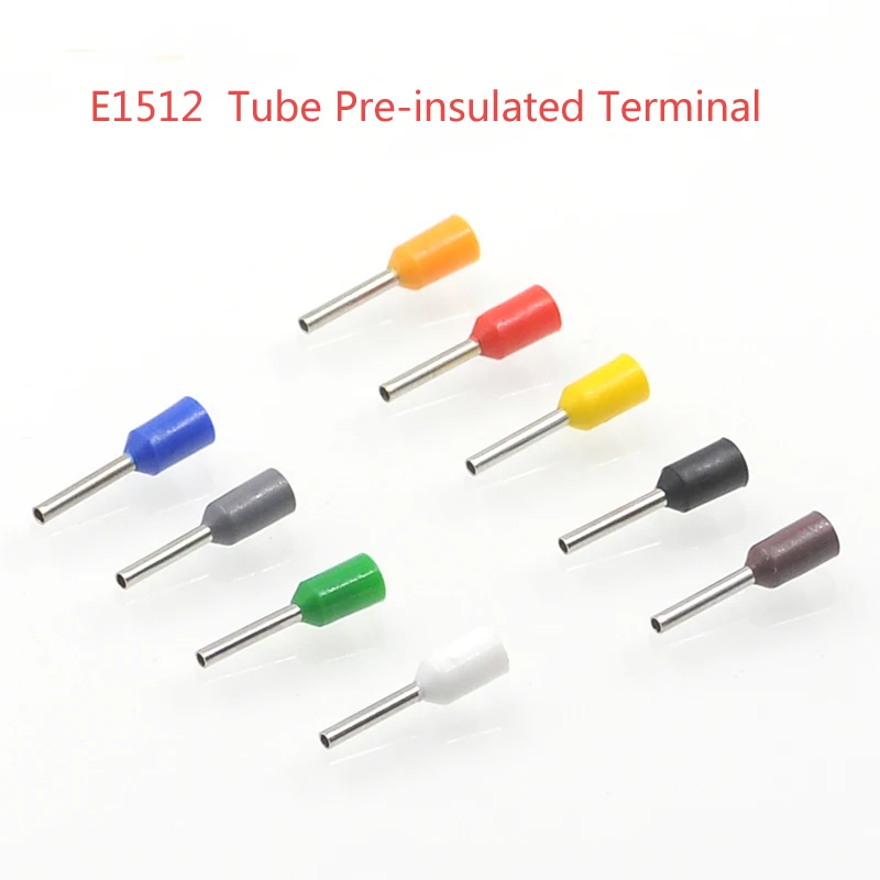 100/200Pcs Tube Insutated Cord End Crimp Terminals Electrical Wire Connector E1512 Cable Ferrules VE 16AWG 1.5mm2