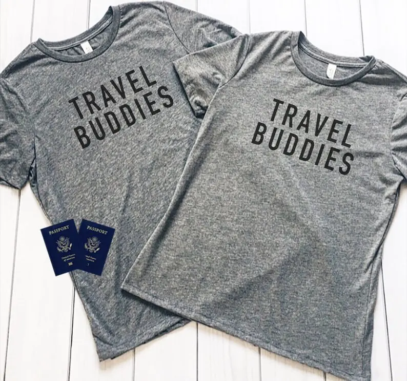 Skuggnas Travel Buddies Matching Tees Matching Couples T-shirt Wanderlust Unisex t shirts Travel Fashion Tops dropship