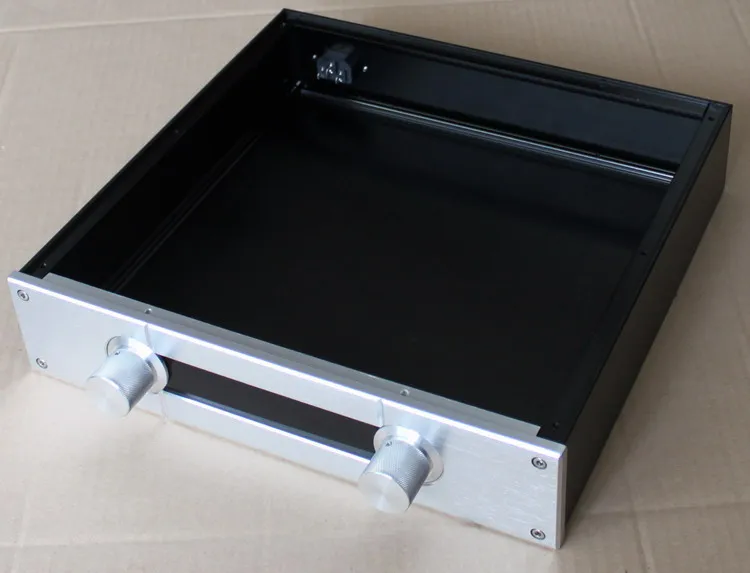 308*320*70 MM aluminium eindversterker chassis/DIY Voorversterker case/Glas bezel pre-versterker box