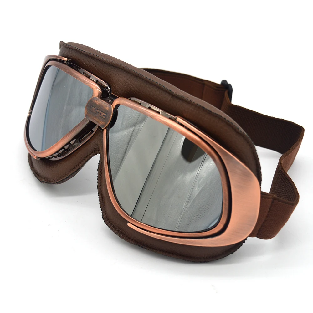 evomosa Motorbike Copper Retro Vintage Motorcycle Polit Goggles Half Helmets Gafas for Pilot Cruiser Chopper Steampunk