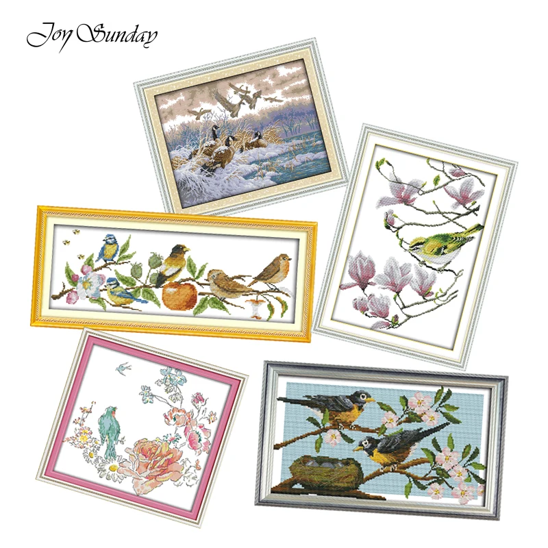 

Joy Sunday Cross Stitch Kits DMC 11CT 14CT Birds Animals Patterns Water Soluble Canvas Printed Embroidery Kits Wall Home Decor